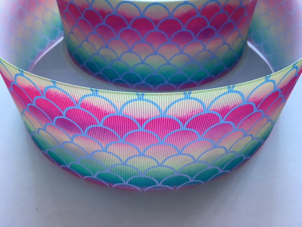 Blue Scale on Ombre Grosgrain Ribbon