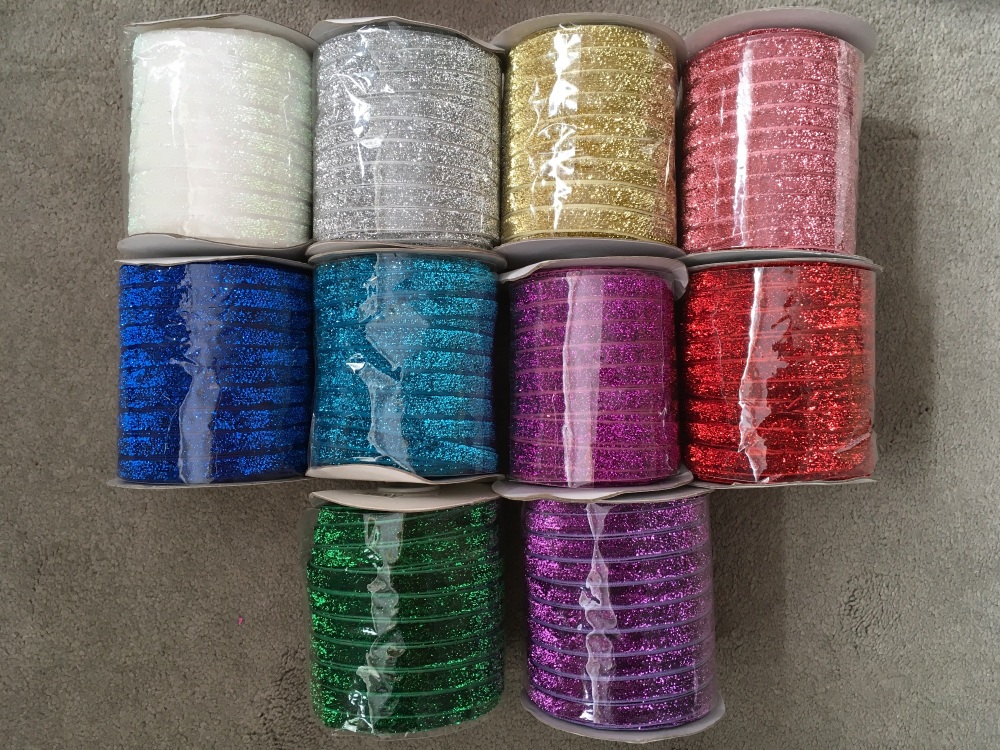 3/8" Metallic Glitter Velvet Ribbon