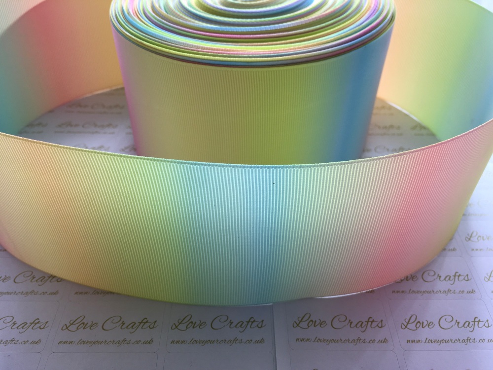 Double Sided Pastel Rainbow Ombre Grosgrain Ribbon
