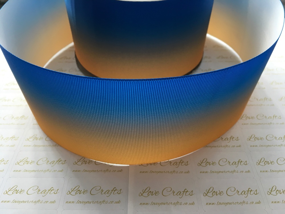 Electric Blue/Gold Ombre Grosgrain Ribbon