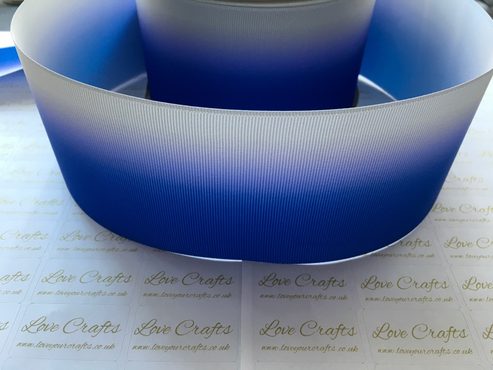 Electric Blue/Shell Grey Ombre Grosgrain Ribbon