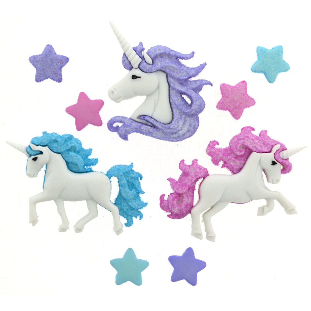 Dress It Up Buttons: Magical Unicorns