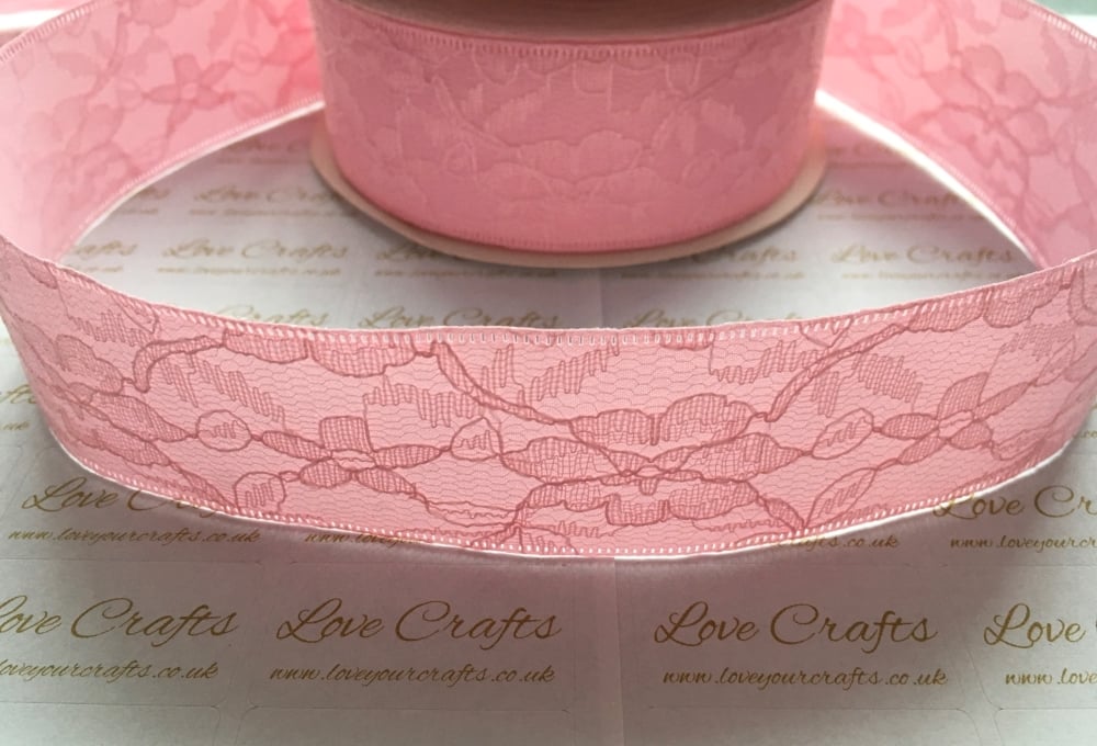 40mm Light Pink Lace with Ribbon Back