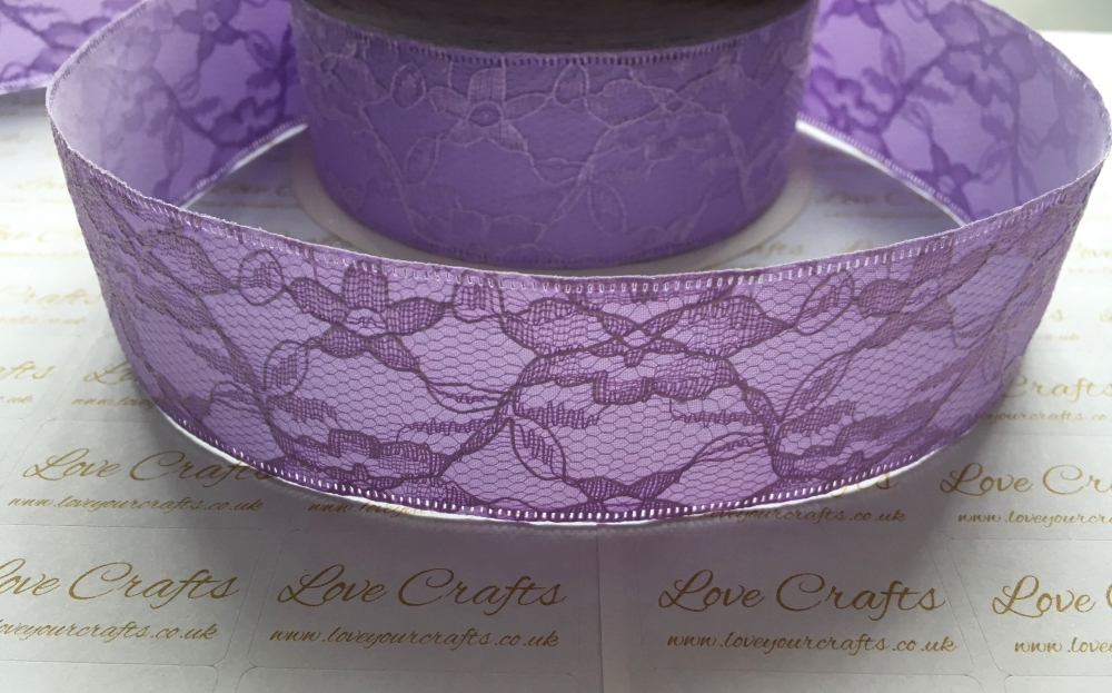 40mm Lilac Ribbon Backed Lace