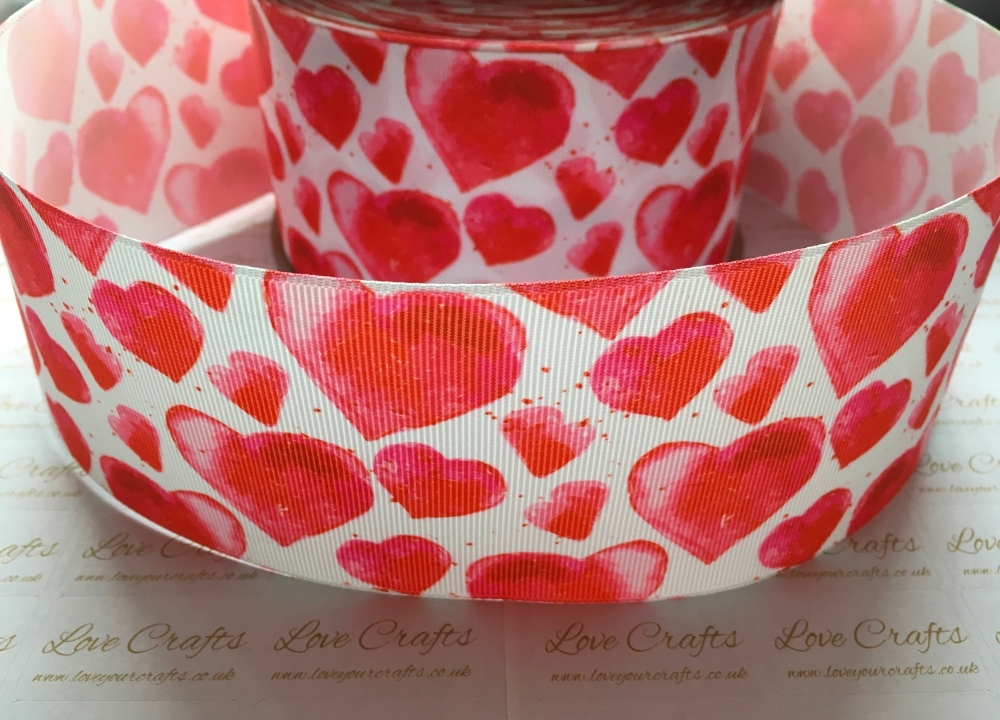 New Red Hearts Grosgrain Ribbon