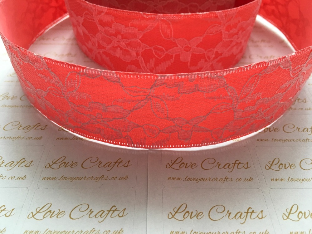 40mm Coral Ribbon Backed Lace