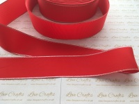 Poppy Red with Silver Edge Grosgrain Ribbon