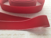 Red with Silver Edge Grosgrain Ribbon