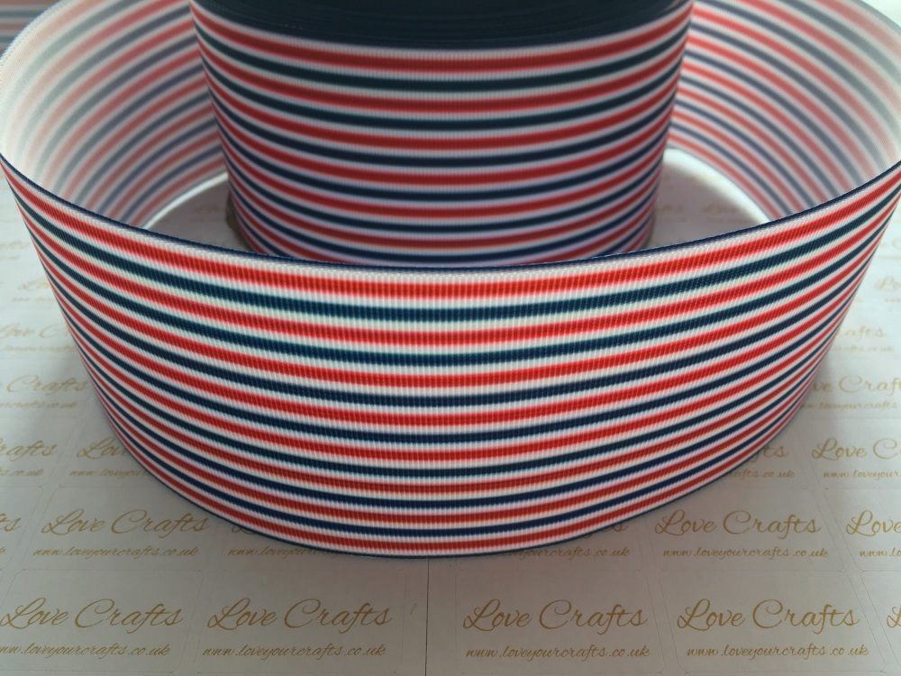 Red/White/Blue Pinstripe Grosgrain Ribbon