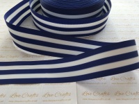 1.5" Blue & White Stripe Double Sided Grosgrain Ribbon