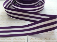 1.5" Purple & White Stripe Double Sided Grosgrain Ribbon