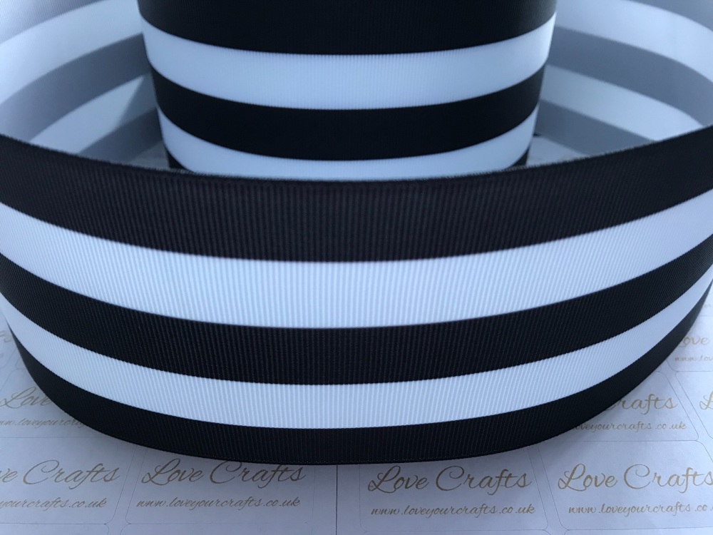 Black & White Stripe Grosgrain Ribbon