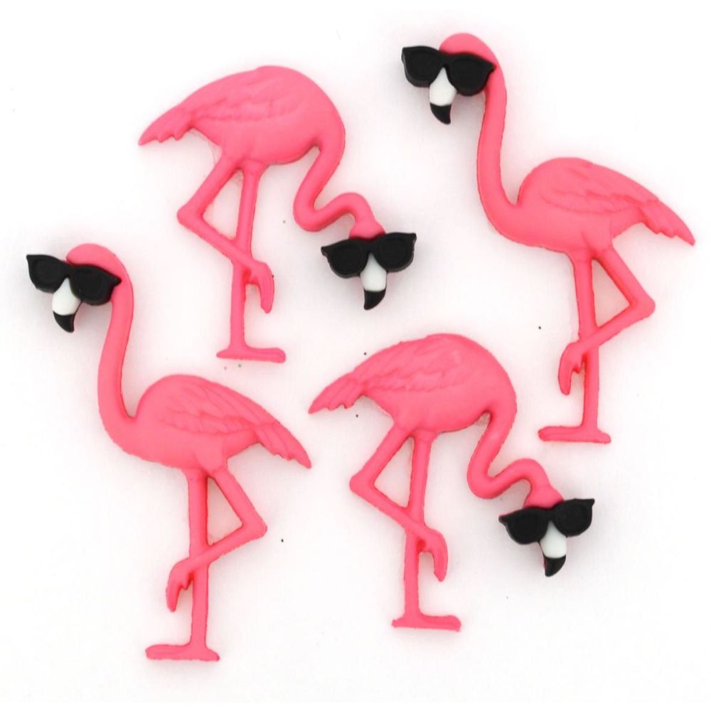 Dress It Up Buttons: Think Pink Flamingos
