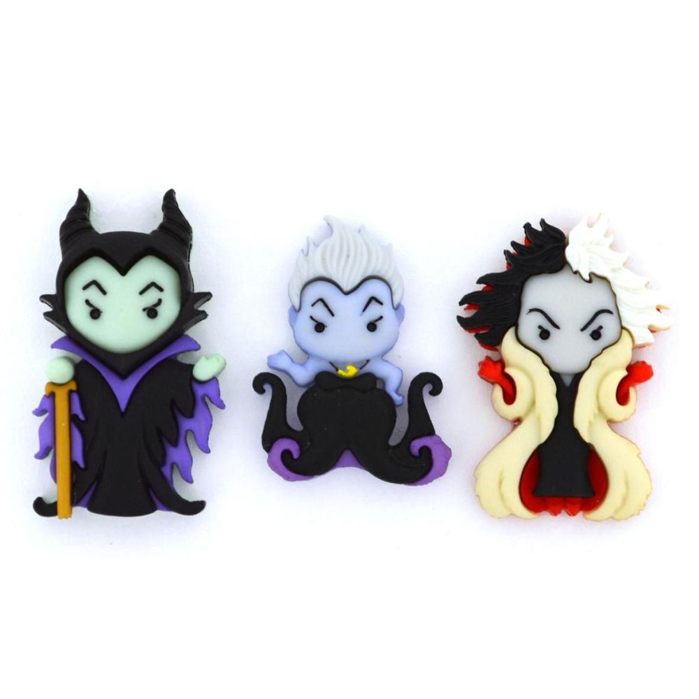 Dress It Up Buttons: Ursula, Cruella De Vil & Maleficent
