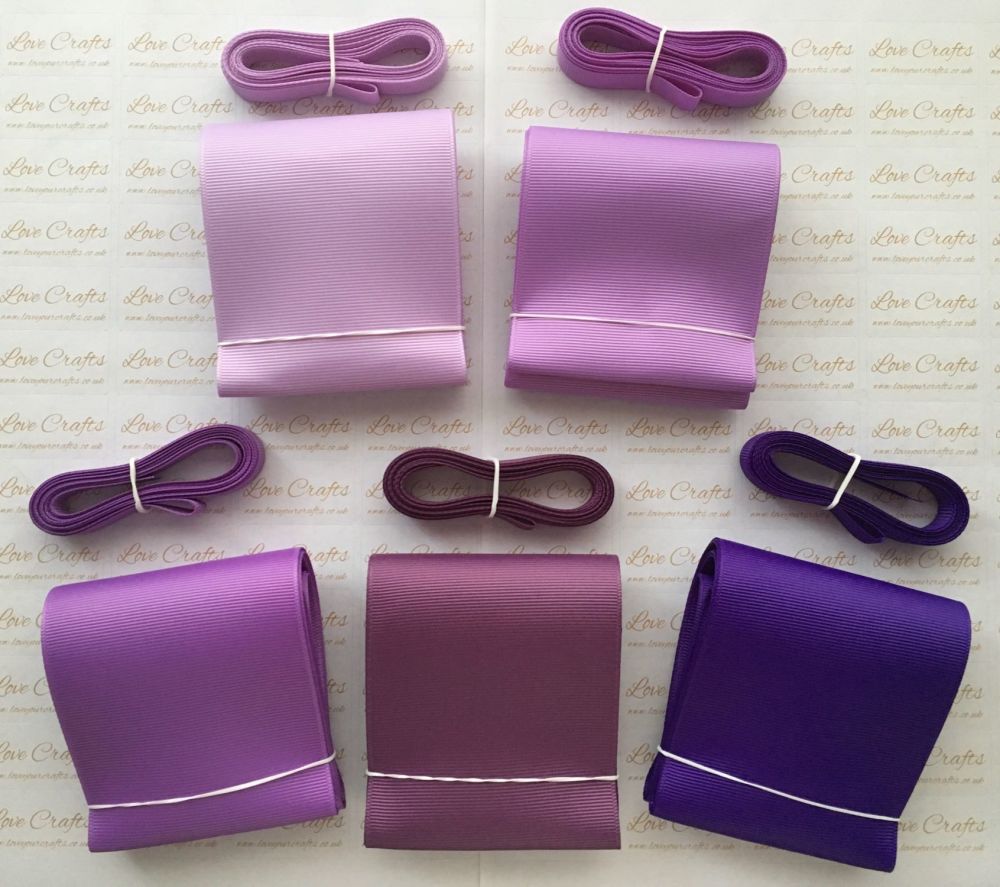 3/8" & 3" Perfect Purples Grosgrain Ribbon Bundle
