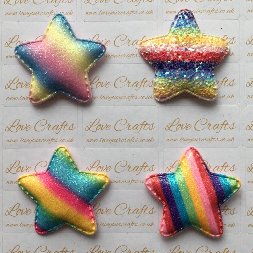 Rainbow Glitter Padded Star
