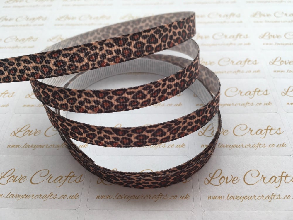 3/8" Leopard Print Grosgrain Ribbon