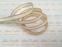 Antique White with Gold Edge Grosgrain Ribbon