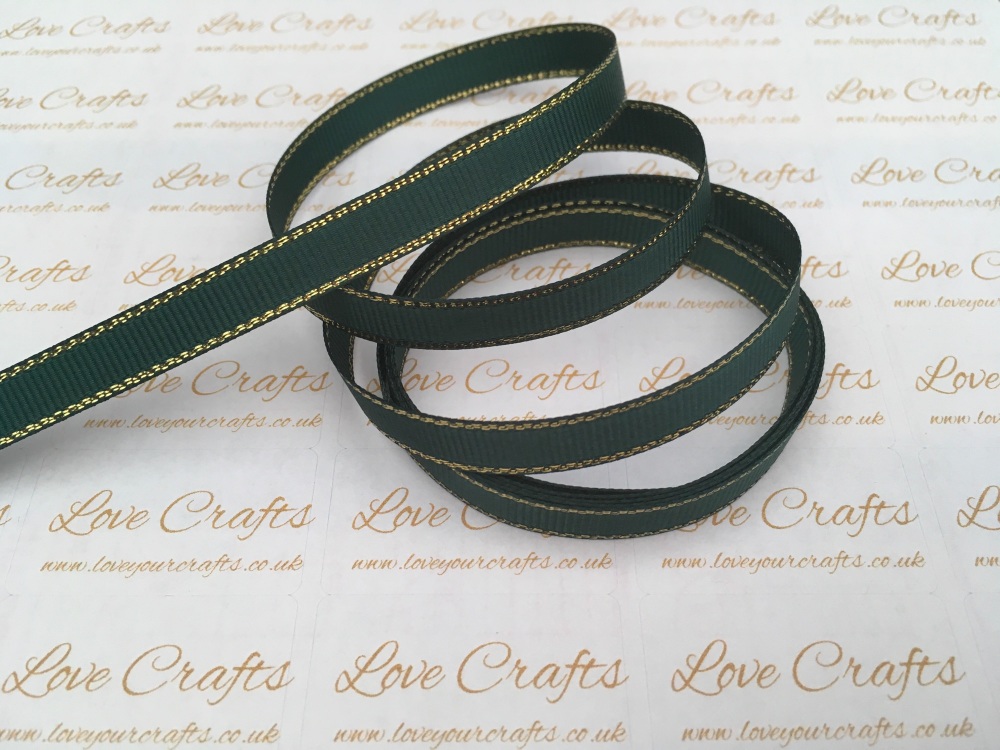 Spruce with Gold Edge Grosgrain Ribbon