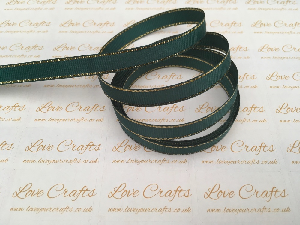 Teal with Gold Edge Grosgrain Ribbon