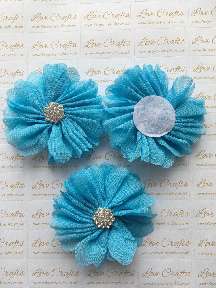 Flower with Bling Centre - Blue