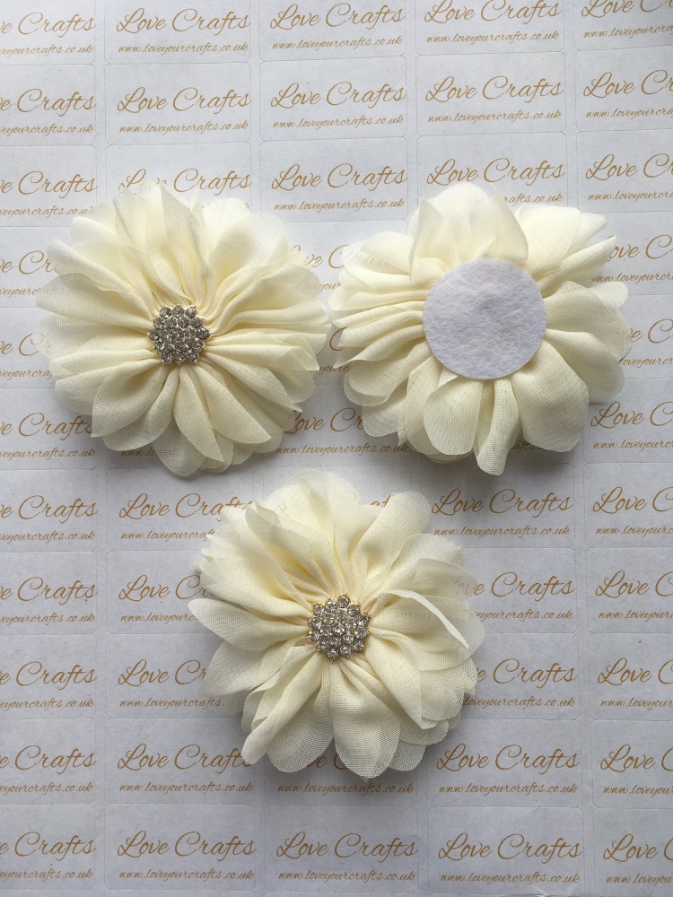 Flower with Bling Centre - Cream