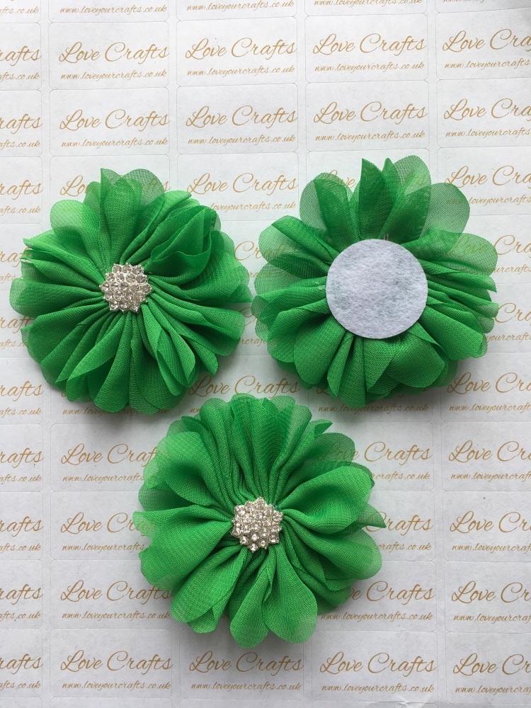 Flower with Bling Centre - Green