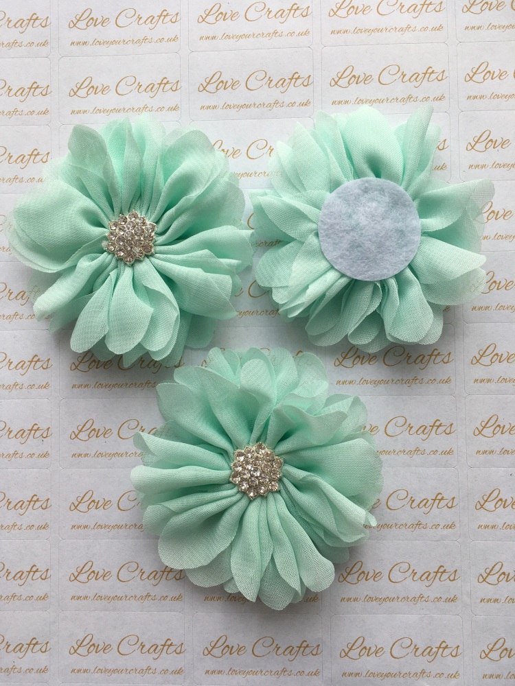 Flower with Bling Centre - Mint