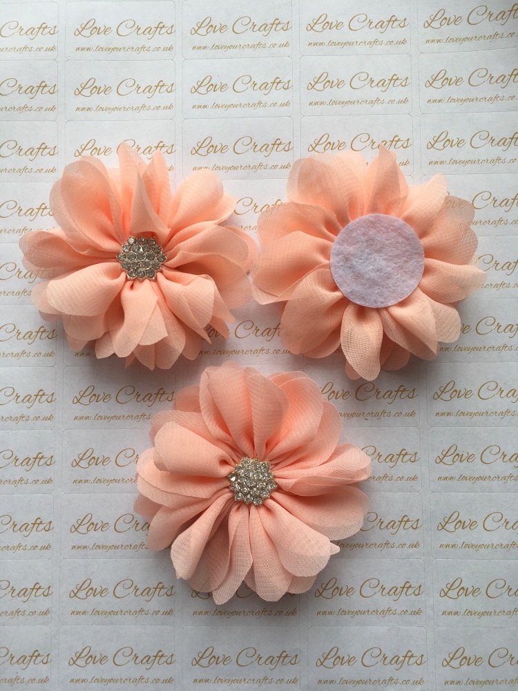 Flower with Bling Centre - Peach