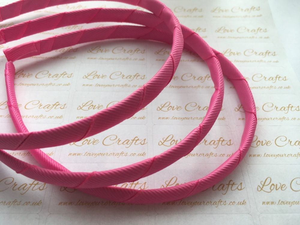 #156 Hot Pink Grosgrain Ribbon Covered Headband