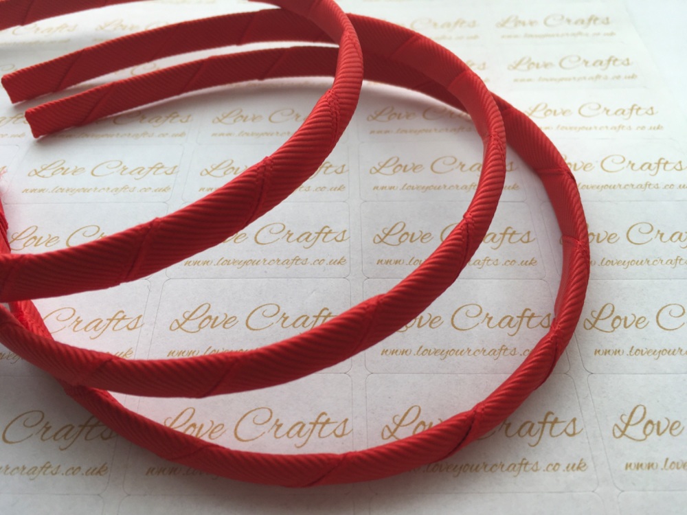 #235 Poppy Red Grosgrain Ribbon Covered Headband