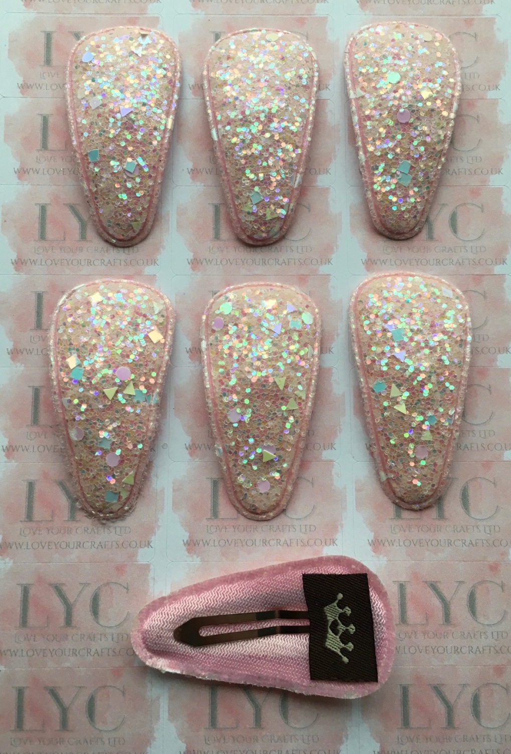 Pair of Glitter Snap Clips - Light Pink