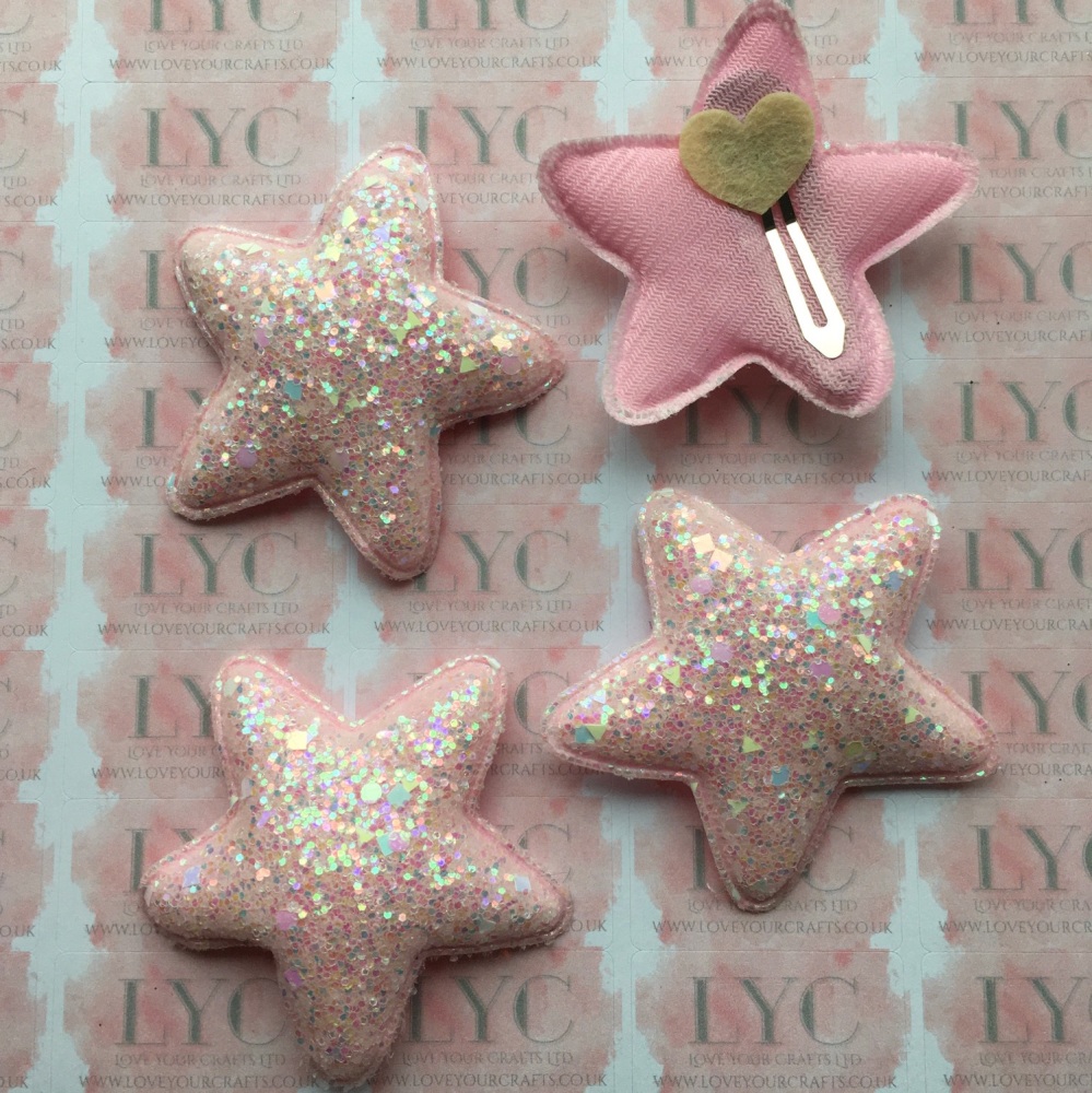 Pair of Glitter Snap Clips - Light Pink Star
