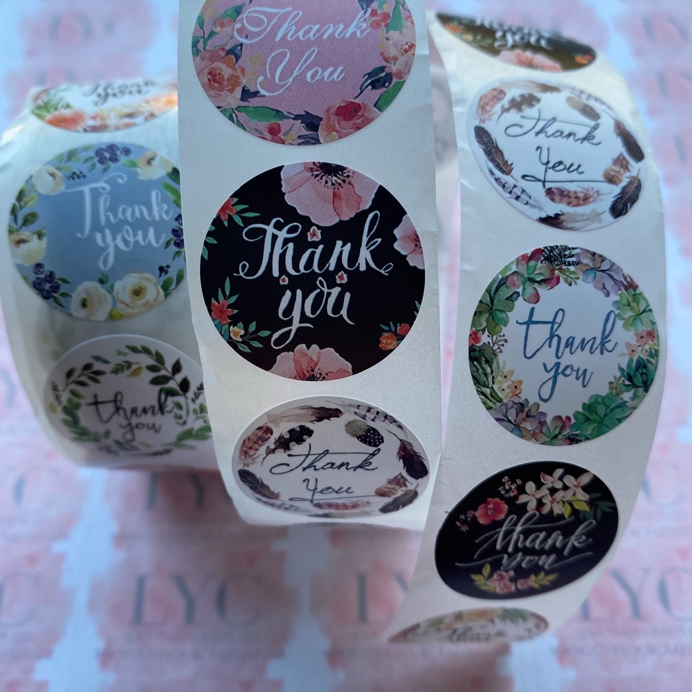 Roll of Thank You Stickers -  design 7