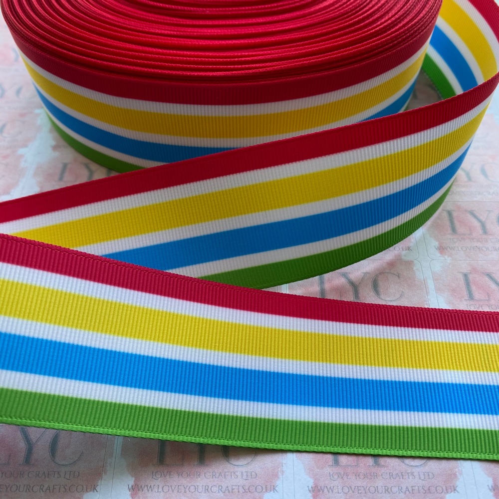 1.5" Colourful Stripes Double Sided Grosgrain Ribbon