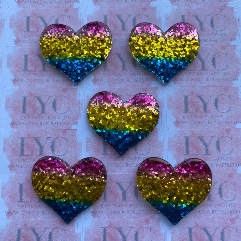 Rainbow Glitter Resin - Heart