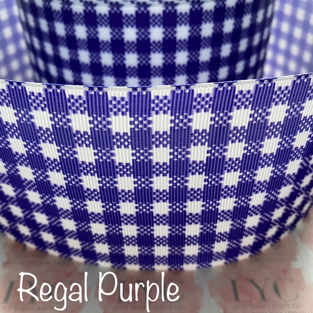 Regal Purple New Gingham Check Grosgrain Ribbon