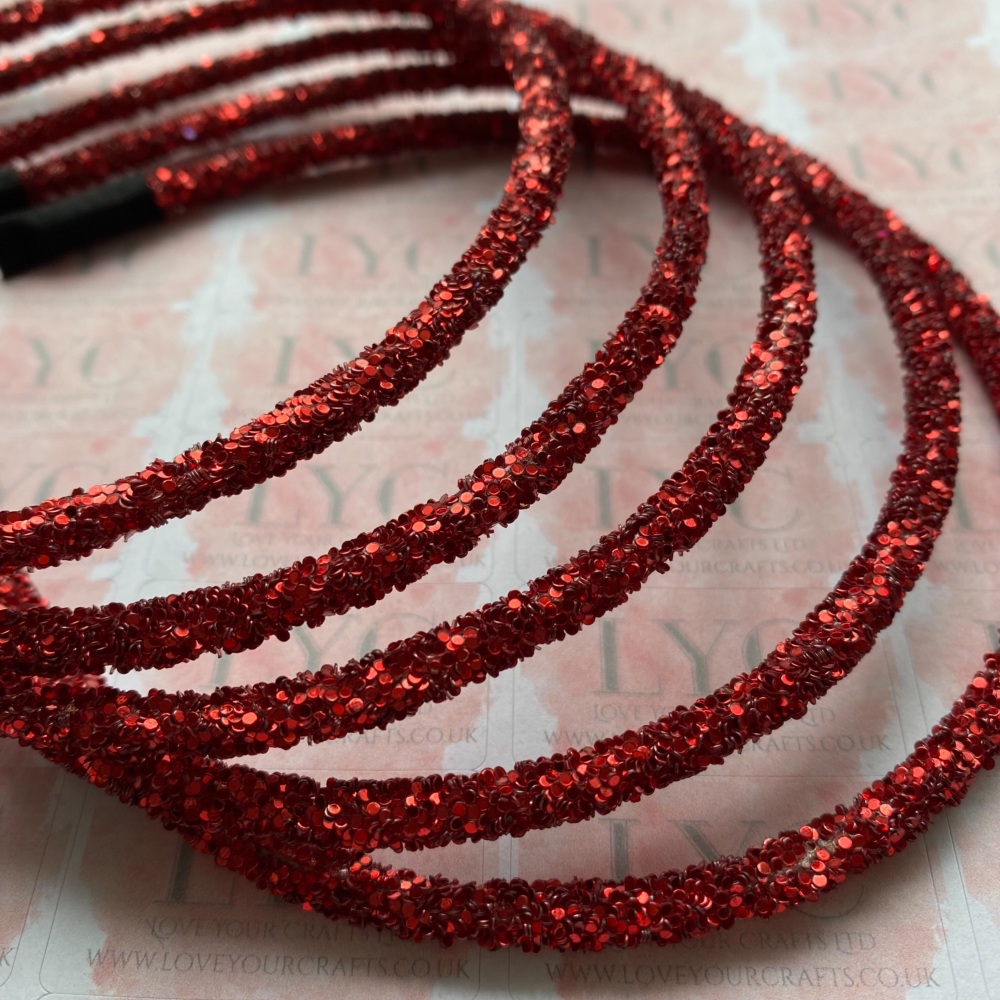 Deep Red Glitter Headband