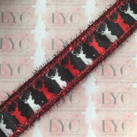 1" Stag Grosgrain Ribbon with Red & Black Tinsel Edge