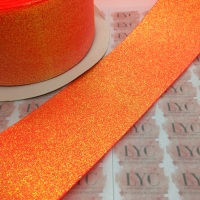 3" Neon Orange (#600) Glitter Grosgrain Ribbon