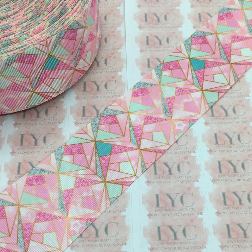 Pink Pattern Grosgrain Ribbon