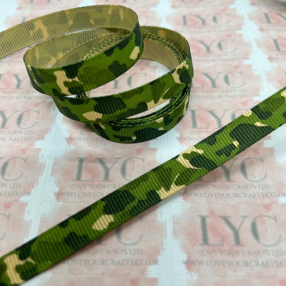 3/8" Camouflage Grosgrain Ribbon