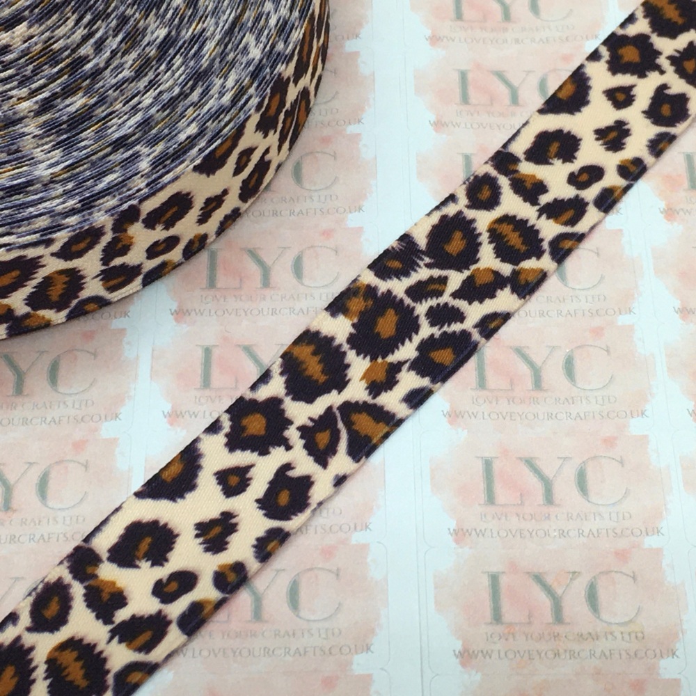 7/8" Leopard Print Fabric Ribbon