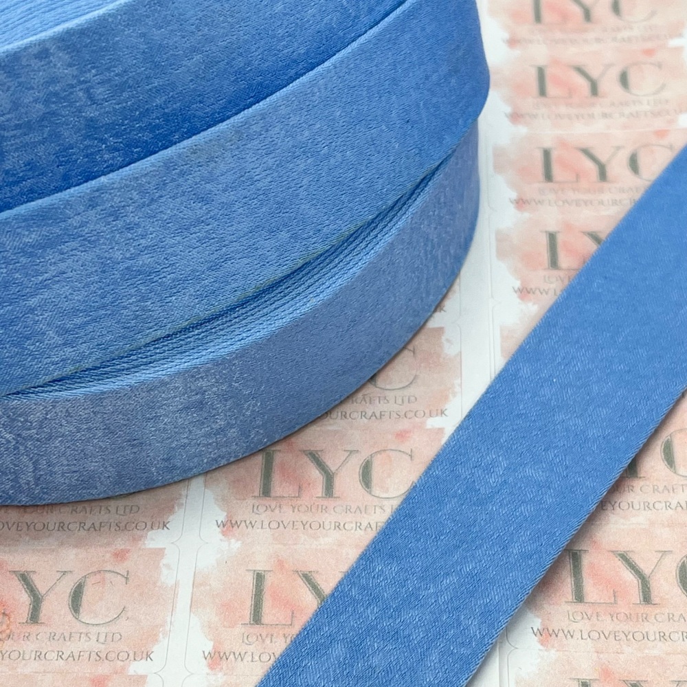 1" French Blue Fabric Ribbon