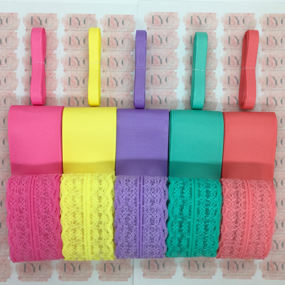 Ribbon & Lace Bright Bundle (3/8", 2", 40mm)