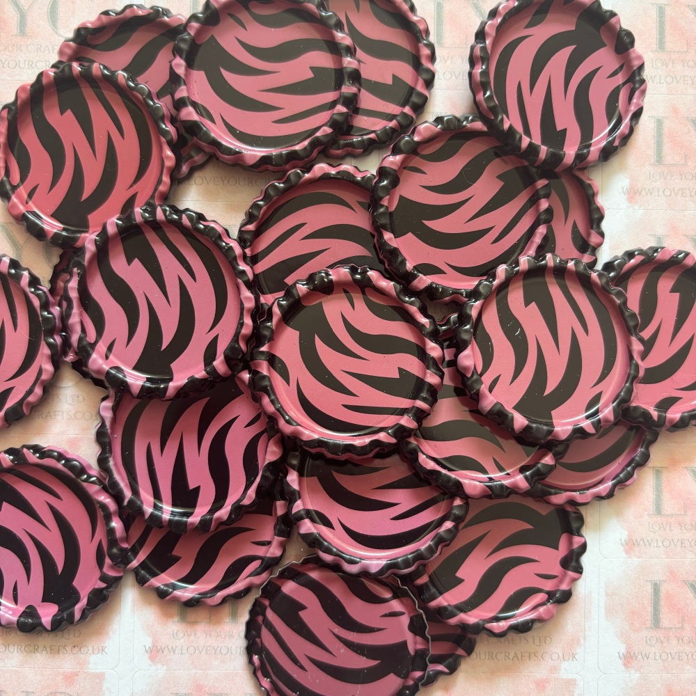 * SALE * 'Dark Pink Zebra' Metal Bottle Cap