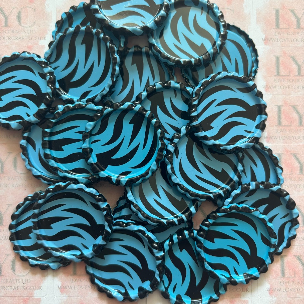 * SALE * 'Turquoise/Aqua Zebra' Metal Bottle Cap