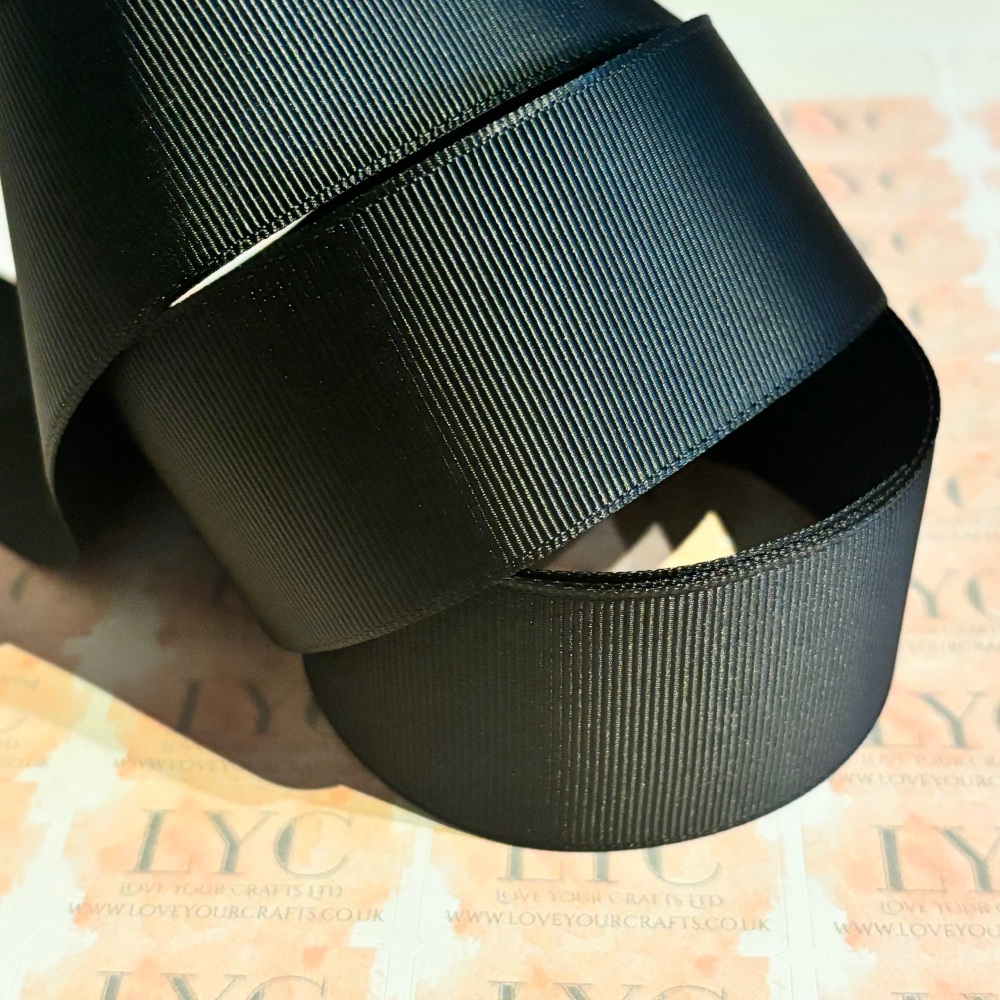 #030 Black Grosgrain Ribbon - 1.5" - 1 metre strip