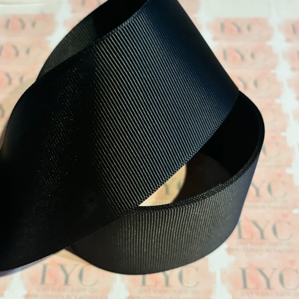 #030 Black Grosgrain Ribbon - 2" - 1 metre strip