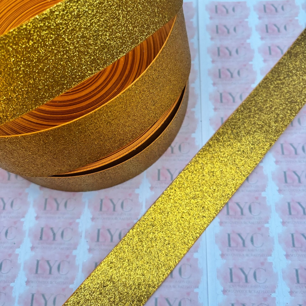 1.5" Gold Glitter Grosgrain Ribbon